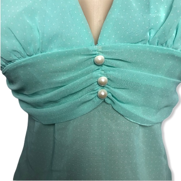 Zio Seagreen/Aqua White Polka Dot Halter - Picture 7 of 9